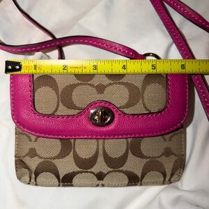 Coach Fuchsia and Brown Mini Crossbody Bag